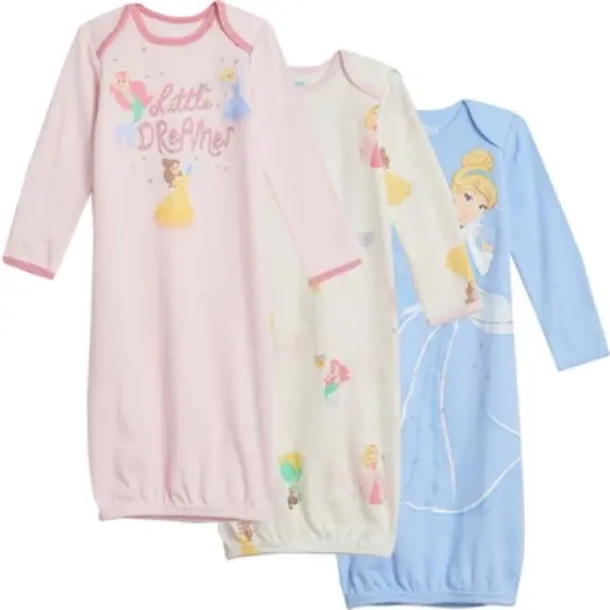 Disney Princess Baby Girls 3 Pack Long Sleeve Swaddle Sleeper Gowns Newborn  image {7}