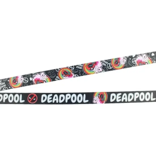 Marvel Deadpool Lanyard with Unicorn Rainbow Charm and Detachable ID Holder image {2}