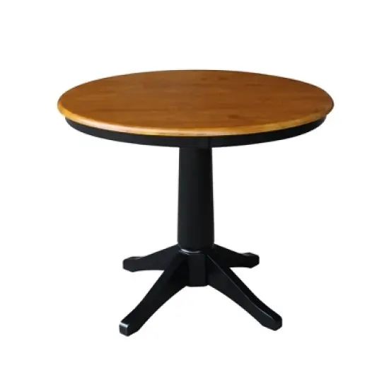 36" Mark Round Top Pedestal Table Black/Cherry - International Concepts image {6}