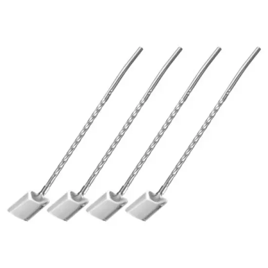 Unique Bargains Stainless Steel Reusable Long Handle Shovel Shaped Spoon Straws 4 Pcs image {7}