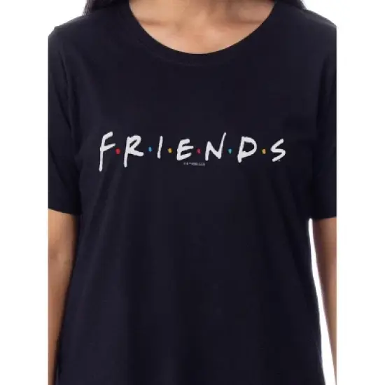 Friends The Television Series Womens' TV Show Title Logo Nightgown Pajama Black image {1}