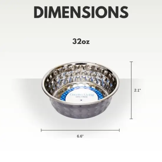 Country Living Set of 2 Hammered Stainless Steel Dog Bowls &ndash; Available in 2 Sizes & 4 Color Options image {7}