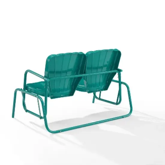 Ridgeland Outdoor Metal Loveseat Glider - Turquoise - Crosley image {5}