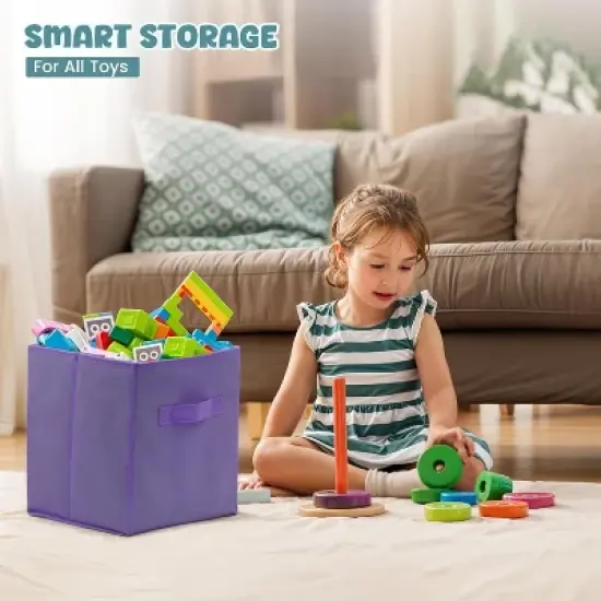4E's Novelty 6 Packs 11 Inch Pastel Color Storage Foldable Cube Bins, Colorful Storage Baskets image {1}