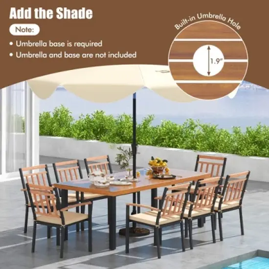 Tangkula 9 PCS Patio Dining Set w/ Soft Cushions and 1.9" Umbrella Hole for Garden image {4}