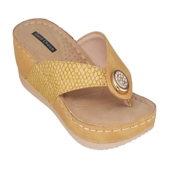GC Shoes Dafni Embellished Two-Tone Comfort Slide Wedge Sandals image {10}