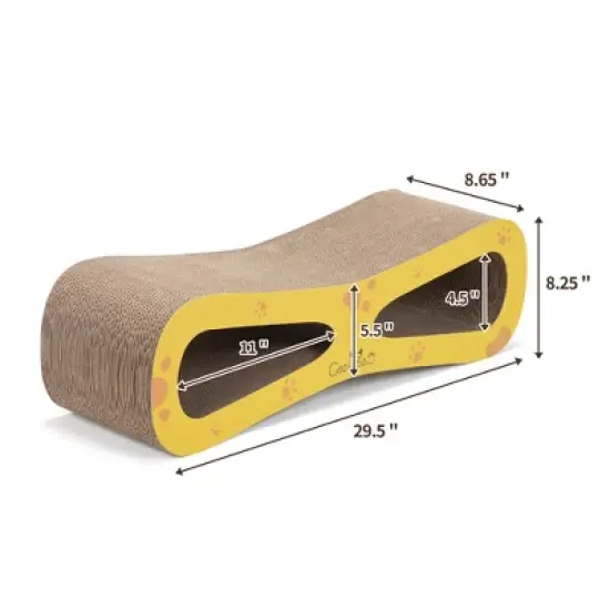 Sandinrayli Wave Cat Scratcher Lounge Toy with Catnip, Yellow image {1}