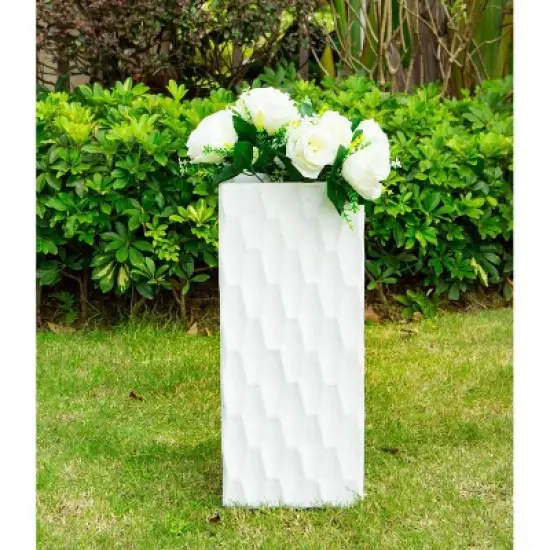 27.6" Square Concrete/Fiberglass Elegant Retro Indoor/Outdoor Planter Pure White - Rosemead Home & Garden, Inc. image {1}