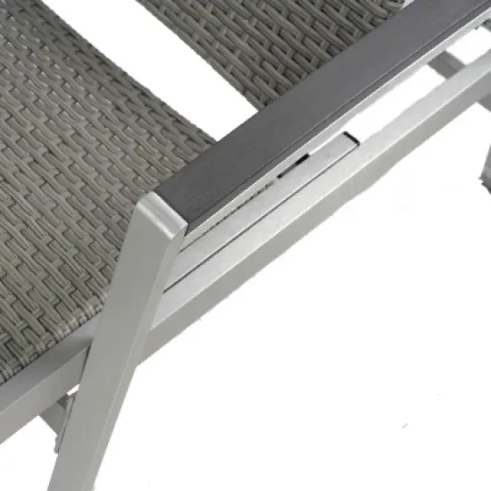 GDFStudio Joy Outdoor Wicker and Aluminum Adjustable Chaise Lounge, Gray/Silver image {7}