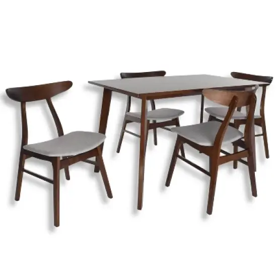 Zenvida Mid Century 5 Piece Dining Set Wood Table Fabric Chairs Seats Four image {9}