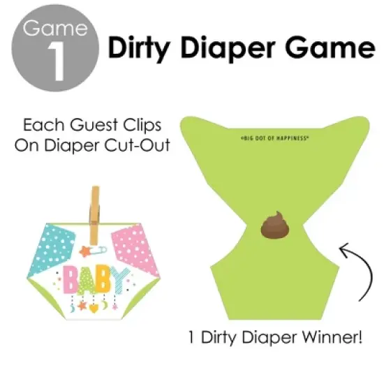 Big Dot of Happiness Colorful Baby Shower - Baby Shower Conversation Starter - 2-in-1 Dirty Diaper Game - Set of 24 image {4}
