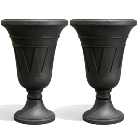 FONTOI 2 Pack Planters with Scalloped Rim, Outdoor Indoor Planters, Flower Plant Pots for Garden, Patio, Backyard, Porch, Black, 15.75"*23.62"*15.75" image {3}