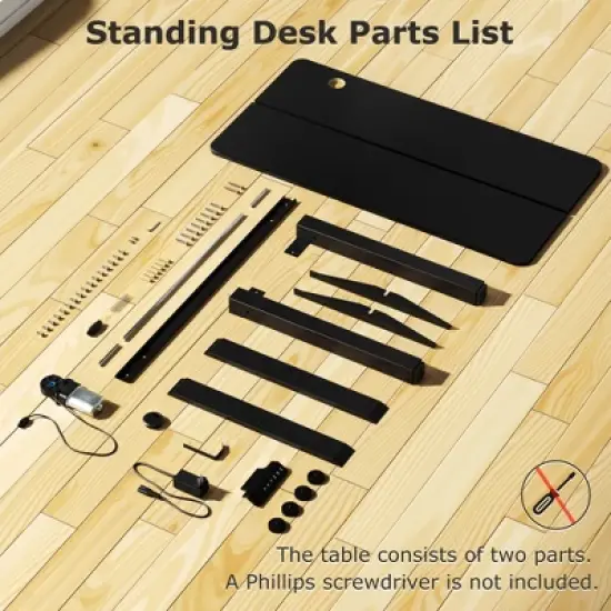 VECELO Electric Standing Office Desk Adjustable Height, Computer Desk with Headphone Hook, Memory Preset Gaming Desk, Dual-Motor,  Black image {9}