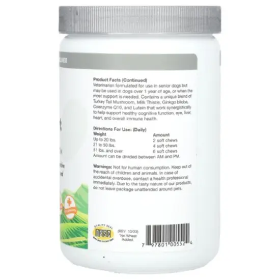 NaturVet Senior Advanced 5-in-1 Support + Tail Mushroom, For Dogs, 120 Soft Chews, 12.6 oz (360 g) image {2}