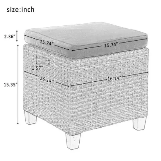 5-Piece Outdoor Conversation Set with Ottoman and Pillows-ModernLuxe image {4}