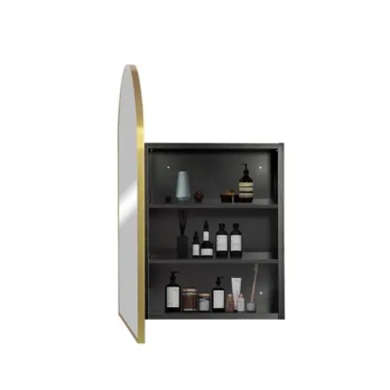 PexFix 24" Wall-Mounted Floating Bathroom Vanity with Cabinet Mirror Modern Curved Edge Storage Bathroom Cabinet in Walnut with Ceramic Basin image {7}