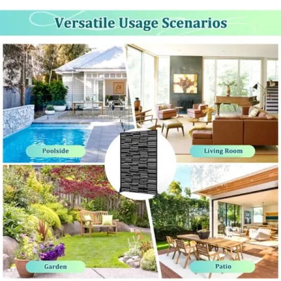 TOAOTBNBO Metal Privacy Screen, Decorative Privacy Fence Panels with Stand, Outdoor Privacy Screen for Garden, Black image {5}