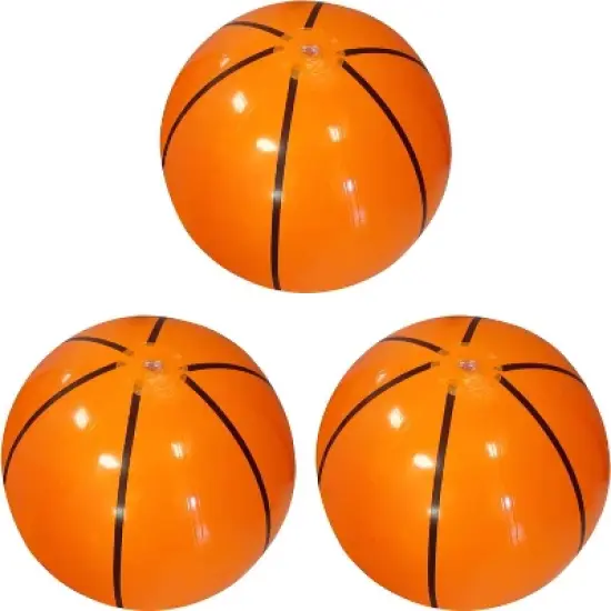 4e's Novelty 3-Pack Inflatable Basketballs 20" Beach Ball For Party Pool Decor & Games, Perfect For Basketball Decorations For Birthday Party Setups image {6}