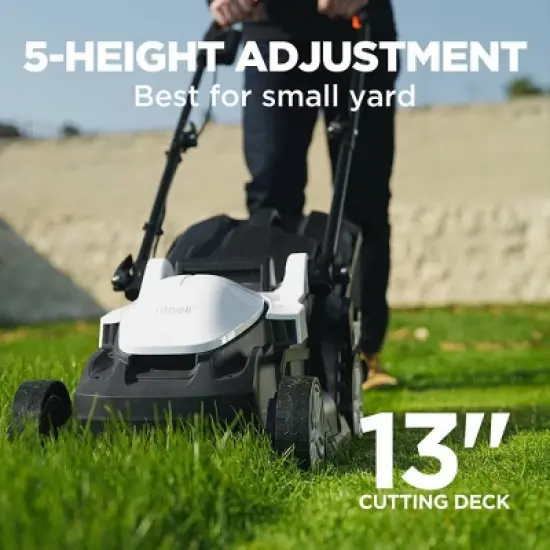 Litheli 20V 2 Amp U20 Cordless Brushless Battery Powered Walk-Behind Lawn Mower: Rechargeable, No Assembly, 13" Cut image {3}