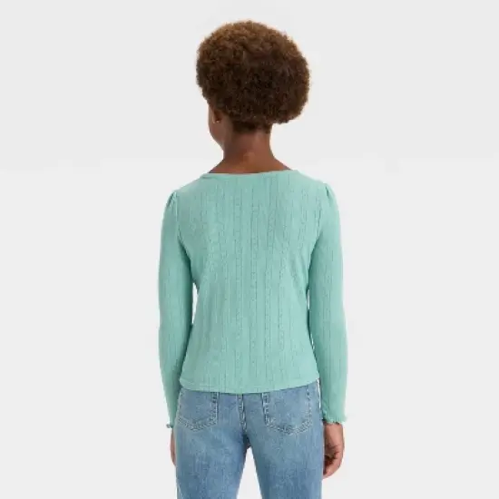 Girls' Long Sleeve Pointelle T-Shirt - Cat & Jack&trade; image {1}