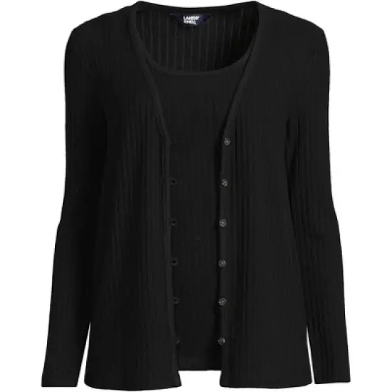 Lands' End Women's Wide Rib Cardigan and Tank Set image {5}