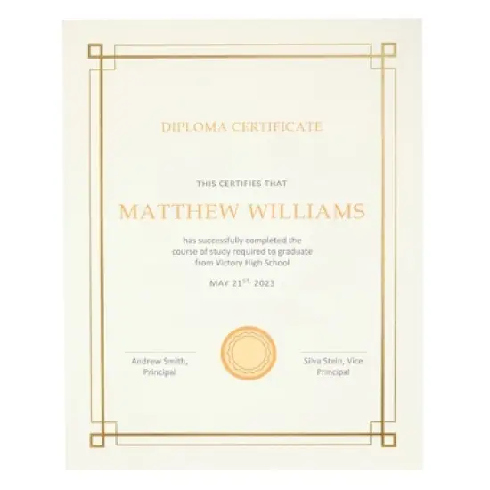 Sustainable Greetings 48 Pack Gold Foiled Blank Certificate Sheets, 2024 Graduation Diploma Award Papers for Printer, Ivory, 8.5 x 11 in image {2}