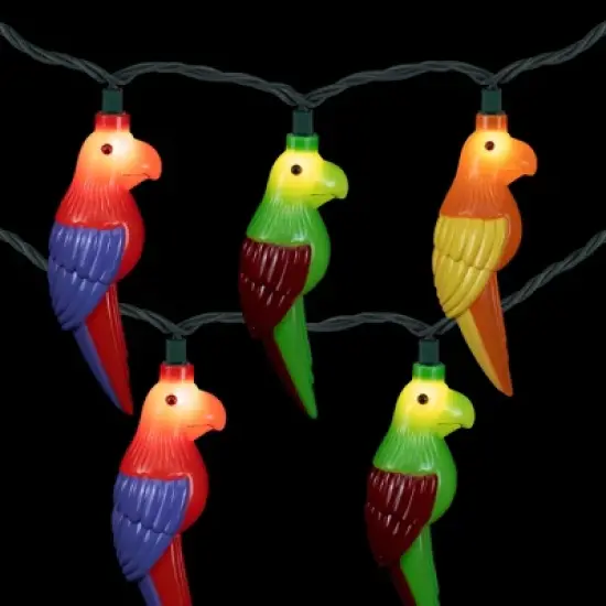 Northlight Parrot Patio Light Set - 6' Green Wire - 10ct image {2}