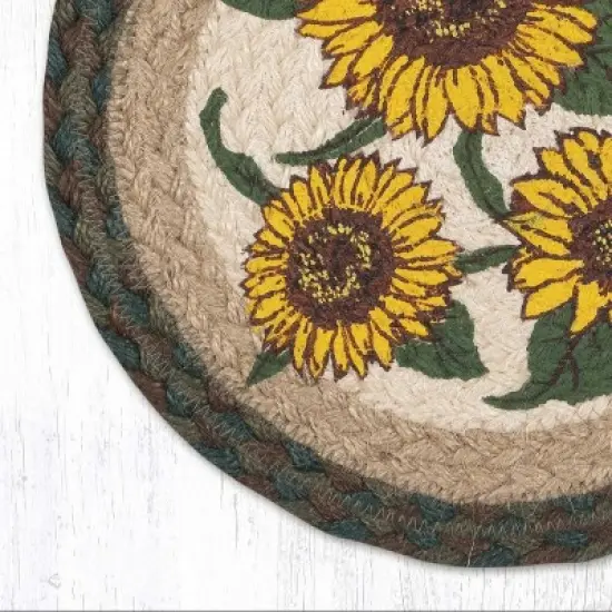 Earth Rugs Bright Sunflower Jute Trivet &ndash; Artisan Braided Pad for Farmhouse Style image {1}