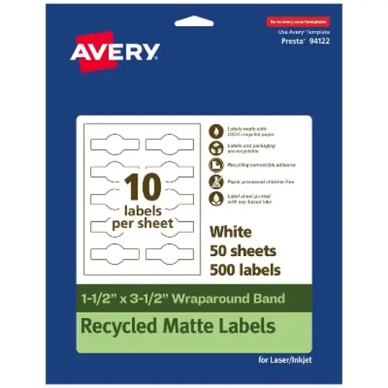 Avery Recycled Matte White Labels,  1-1/2" x 3-1/2" Wraparound image {7}