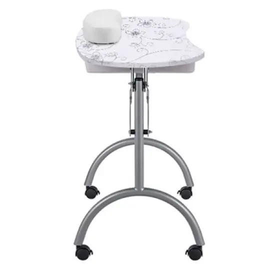 LEIBOU Professional 36 Inch Vented and Foldable Manicure Table with Magnifier Lamp, Dust Collector, Sponge, and Polish Carrying Bag, White Flower image {1}