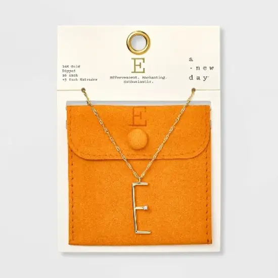 Gold Dipped Scattered Cubic Zirconia Initial Pendant Necklace - A New Day&trade; Gold image {8}