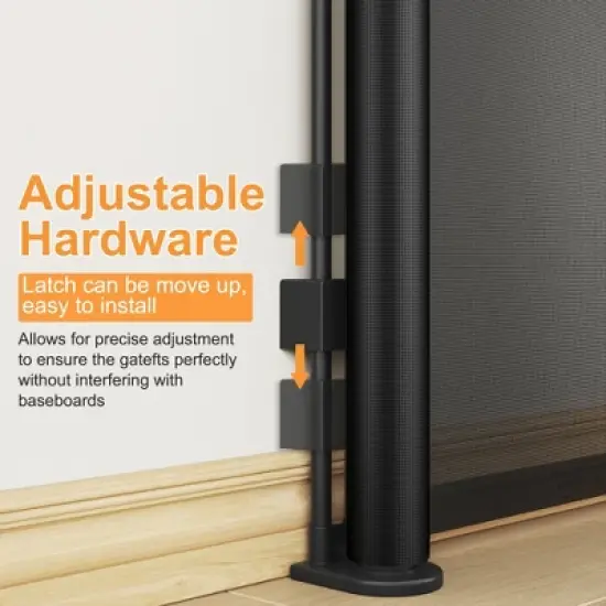 Lirago 2 Pack Retractable Baby Gate for Stairs with Door Pressure Mounted Walk Through Gate for Dogs Extends Wide for Indoor Outdoor Use Black image {7}