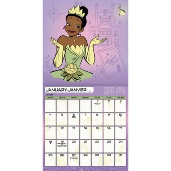Disney 2026 Princess Bilingual French 12"x12" Wall Calendar image {1}