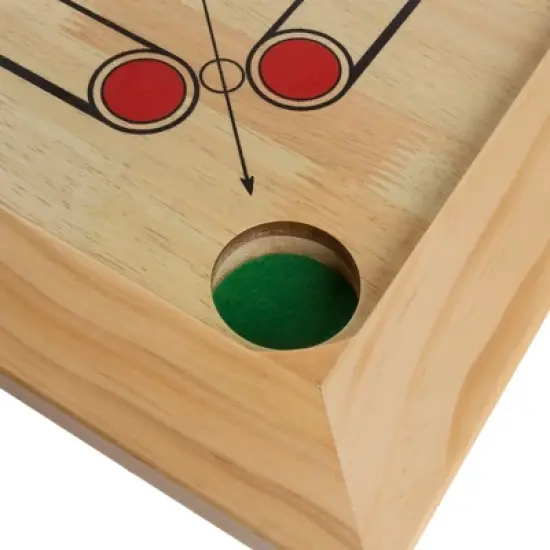 Toy Time Classic Carrom Strike-and-Pocket Tabletop Board Game With Cue Sticks, Coins, and Striker - Pine image {3}
