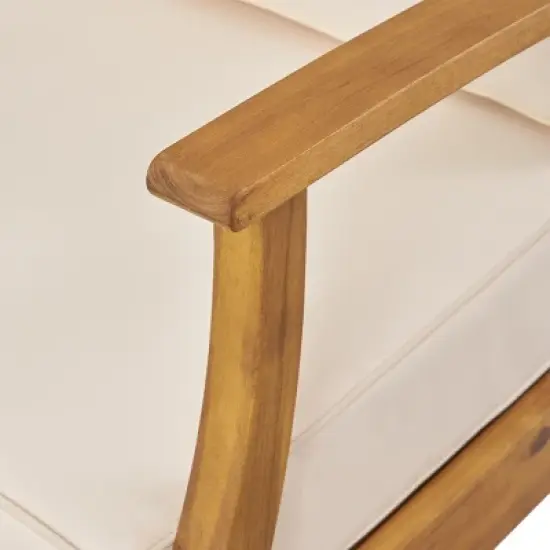 Outdoor Sectional Sofa Set, 5 Seater Sofa Set with Side Armrest Sofa, 5 Pcs Sofa with Wood Frame and PE Cushions and PE Pillows-Coolbibila image {4}