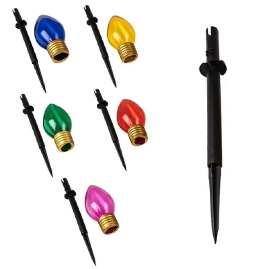 Novelty Lights 6 Feet Jumbo C7 LED Walkway Pathway Light Set, Multicolored, Comes with Light Stake image {4}