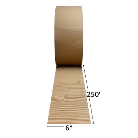 UOFFICE Corrugated Wrap 6" x 250' x 1/8" Thick - B Flute - Cardboard Wrap image {1}