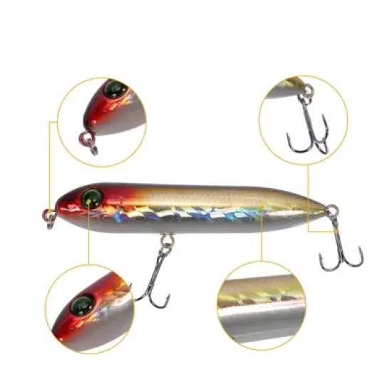 Unique Bargains Fishing Lures Catfish Rattling Line Float Lures Topwater Bass Lures Yellow Red image {4}