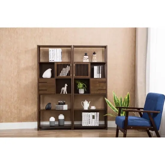 Selma Bamboo Bookcase Left Facing Spindle Cabinet - Boraam image {7}