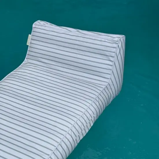 Sunnylife Luxe Lie-On Lounger - La Palma Sage Stripe - Inflatable Pool Float image {1}