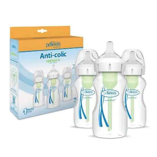 Dr. Brown's Anti-Colic Wide-Neck Options+ Baby Bottle 0m+ - 9oz/3pk image {3}