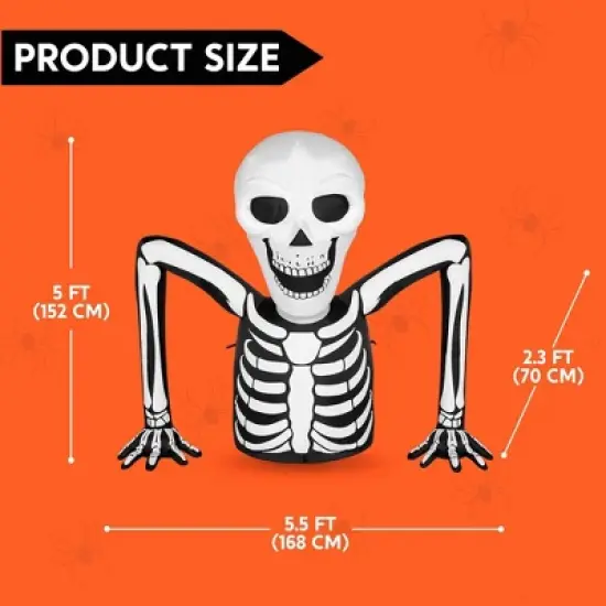 Joyfy 5.5 FT Halloween Inflatables Outdoor Decorations, Inflatable Skeleton Ground Breaker with LEDs for Halloween Party Yard Garden Lawn Decorations image {7}