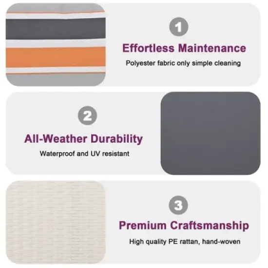 PE Wicker Porch Swing, 2-Seater Hanging Bench With Chains, Patio Furniture Swing For Backyard Garden Poolside image {1}