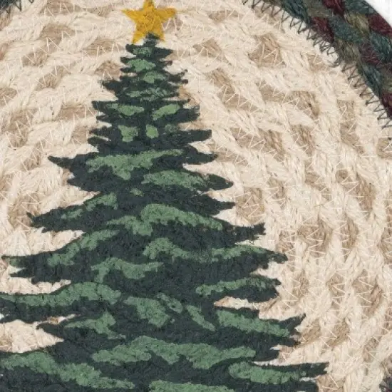 Earth Rugs Festive Holiday Tree Jute Trivet 10"x10" Hand Stenciled image {2}