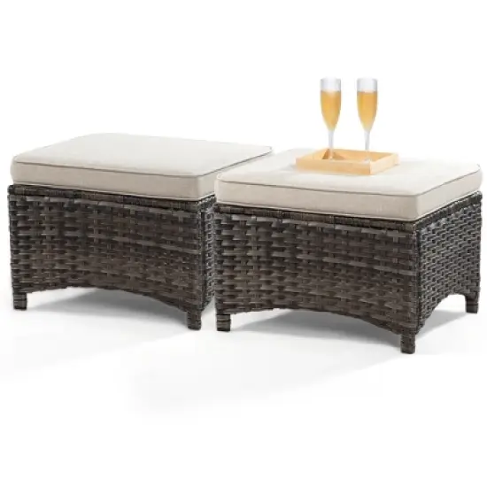 UPTIOT Metal Outdoor Ottoman with Cushion image {2}