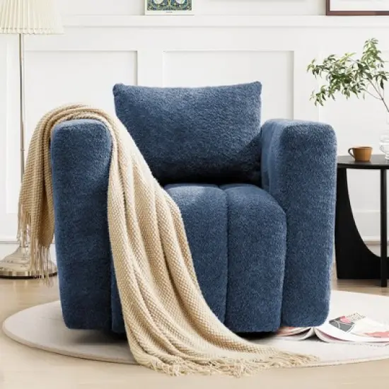 Hyleory Wooden Frame Swivel Chair with Soft Fabric Upholstery, 360&deg; Rotation, Comfortable Ergonomic Design for Living Room and Office Seating image {16}