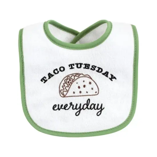 Hudson Baby Unisex Baby Cotton Terry Drooler Bibs with Fiber Filling, Pizza Taco, One Size image {3}