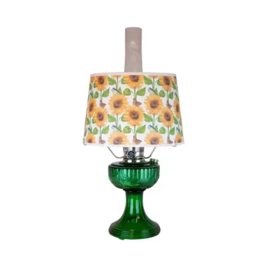 Aladdin Emerald Lincoln Drape Table Oil Lamp with Summer Sunflower Shade, Brass image {3}