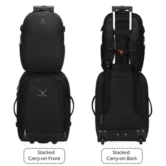 Hynes Eagle 63L Rolling Backpack x 3-Piece Packing Cube Set &ndash; 3-in-1 Travel Luggage with USB Port image {11}