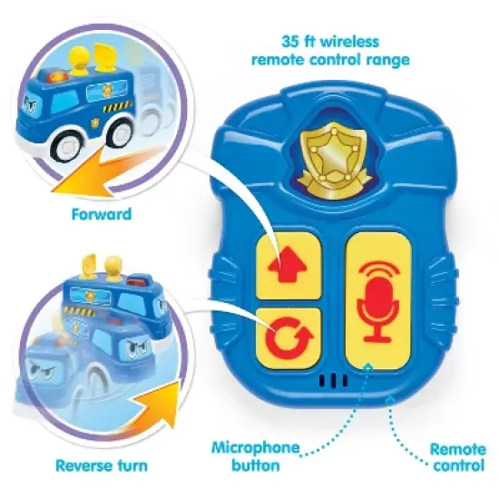 Kidoozie Talk & Roll R/C Police Van, Remote Control Toy Vehicle with Lights and Sounds for Toddlers 2 years and older image {2}